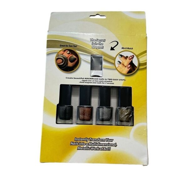 As Seen On TV Magna Nails Metallic Collection 4 Color Nail Polish Set NEW! - Picture 2 of 6